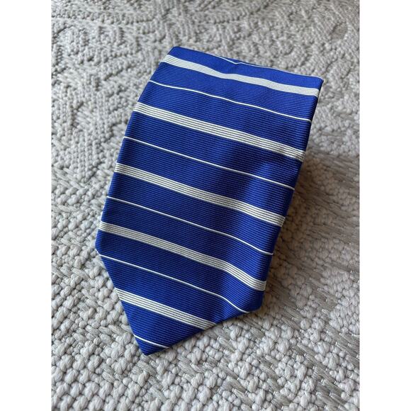 Brooks Brothers Makers 100% Silk‎ Blue & White Horizontal Striped Neck Tie 3.75” - Picture 1 of 4